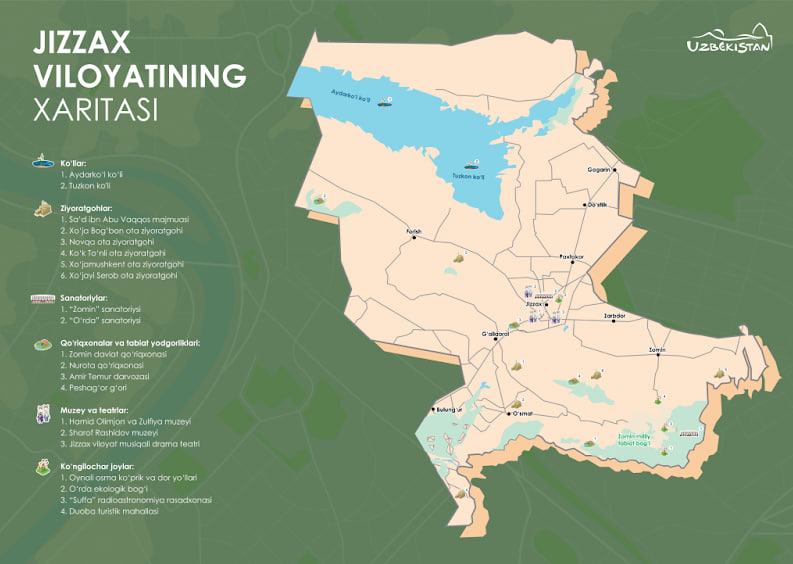 Jizzakh Region Tourist Map